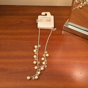 Croft&Barrow Silver-Toned Necklace with Pearls and Stones - NWT